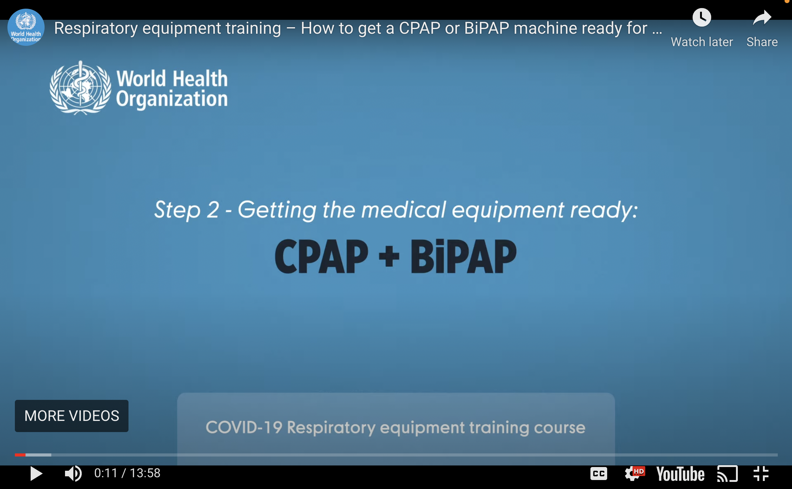 WHO Medical Equipment Support Training Videos